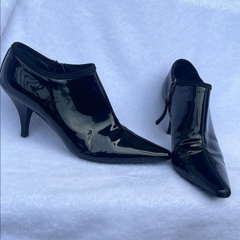 Prada Glossy Black Ankle Booties